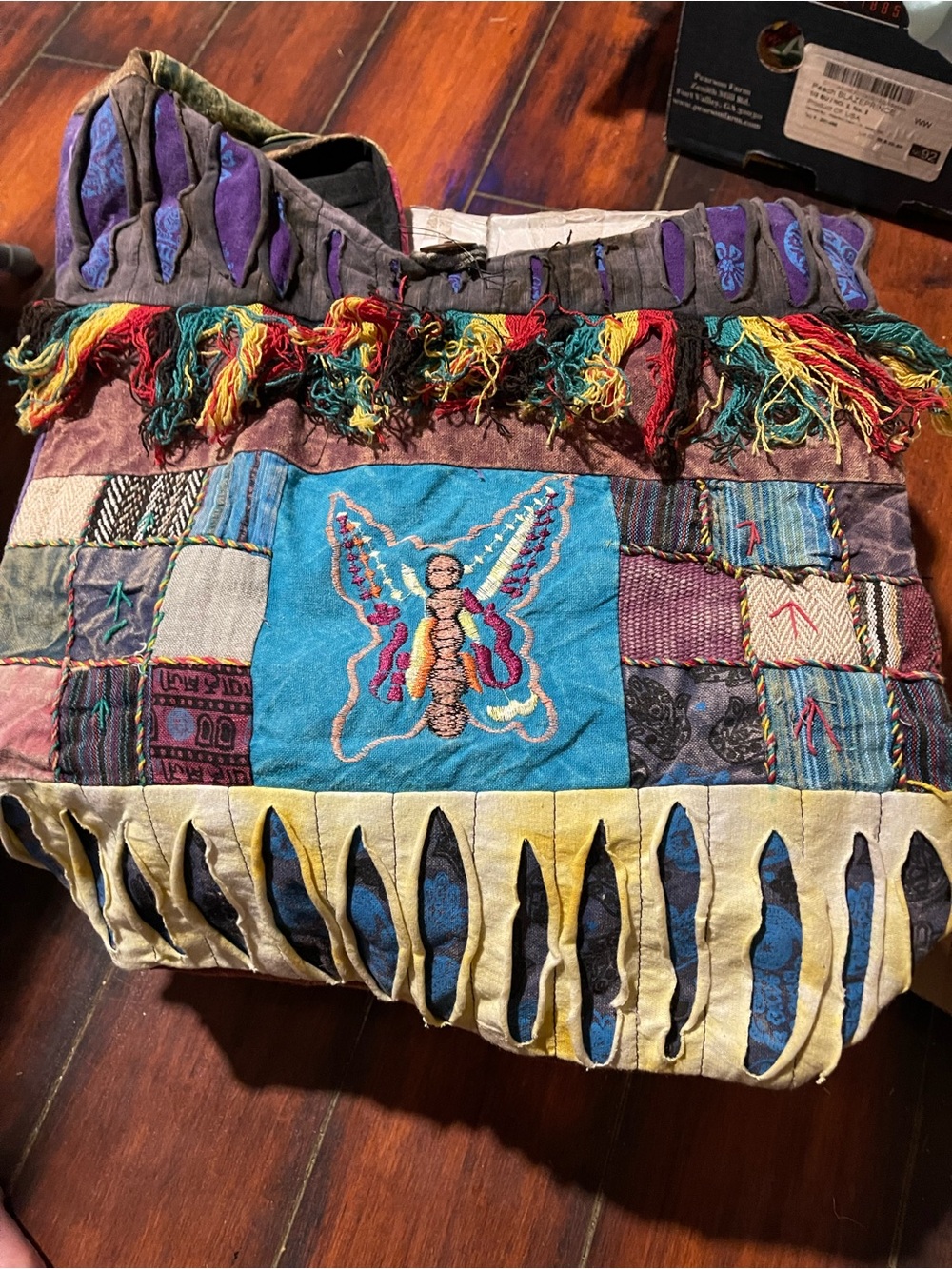 Bohemian Embroidered Butterfly Hobo Bag in Multicolor